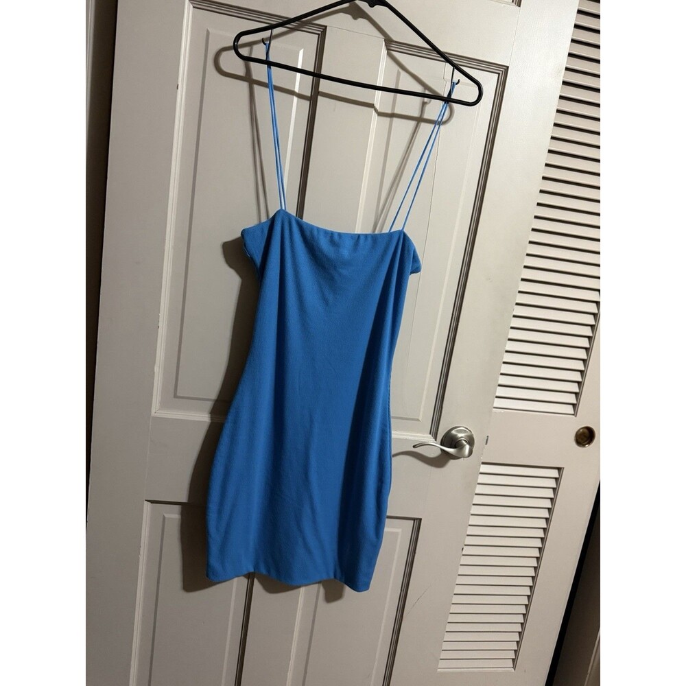 Ragstock Love Tree Ribbed Cami Spaghetti Dress Blue NWT Size Large